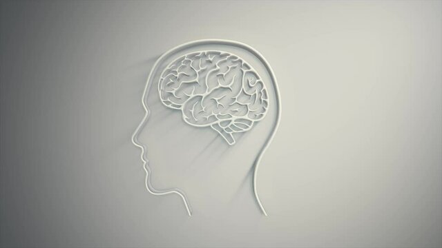 Brain Power Cyber Technology Background Animation/ 4k animation of a technology background animation with head profile silhouette and brain neuron and synapse, symbolizing mind power at work, creativi