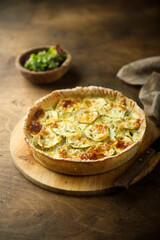 Homemade zucchini quiche with cheese