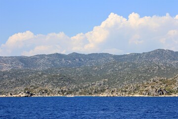The Mediterranean sea and the rocky coasts of Turkey