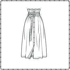 skirts dress editable fashion flat sketch for creating new designs mockup