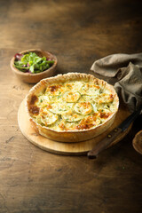 Homemade zucchini quiche with cheese