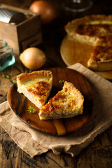 Traditional French onion quiche or pie