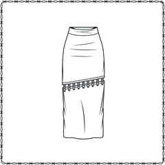 skirts dress editable fashion flat sketch for creating new designs mockup