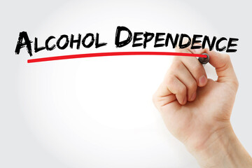 Alcohol dependence text with marker, concept background