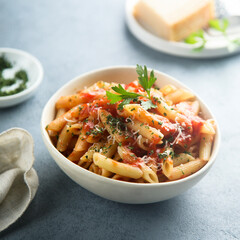 Pasta with tomato sauce and cheese