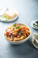 Pasta with tomato sauce and cheese