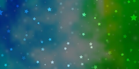 Fototapeta premium Light Blue, Green vector background with small and big stars.