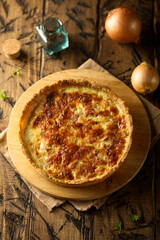 Traditional French onion quiche or pie