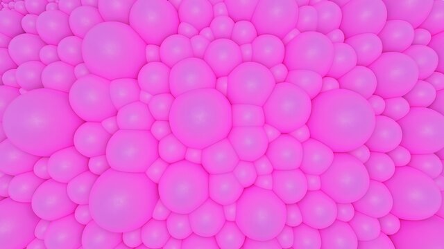 Abstract background of pink bubbles 3d illustration