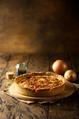 Traditional French onion quiche or pie