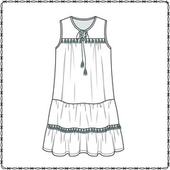 women dress editable fashion flat sketch for creating new designs mockup