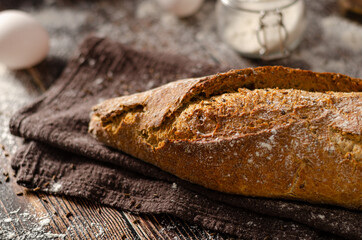 Homemade rustic baguette