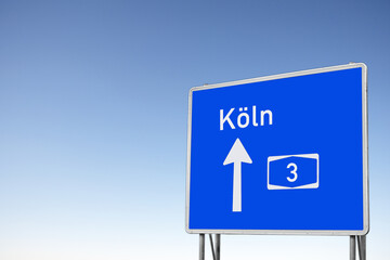 Wegweiser, Autobahn 3, Richtung, Köln