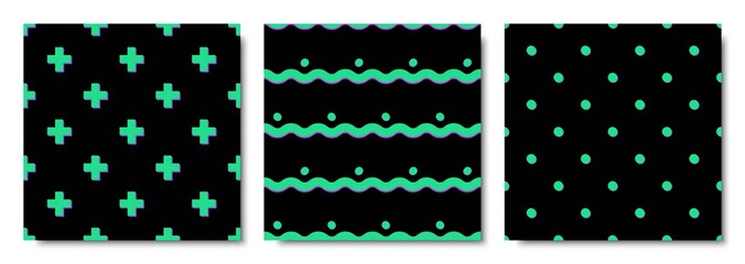 set of neon neometric seamless patterns.Good neon trendy colors.Geometric textures. Vector. Wrapping paper design. Colorful geometric background.neon pattern for print on t-shirts,fabric, web banners