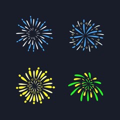 Collection of Colorful Fireworks