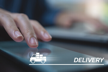 Online shopping and delivery service logistic concept