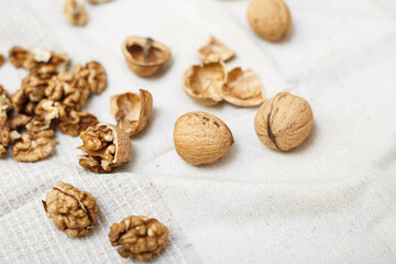 walnuts on a white wooden background