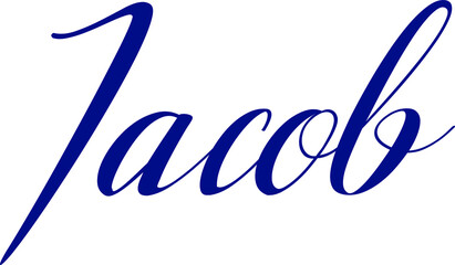 Jacob-Male Name Cursive Calligraphy Blue Color Text on Light Grey Background
