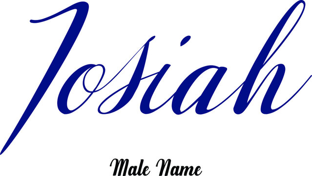 Josiah-Male Name Cursive Calligraphy Blue Color Text on Light Grey Background
