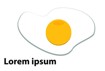 Fried egg isolated on white background. Fried egg flat icon. Fried egg closeup