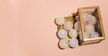 garland of stars on a light background , New Year's concept