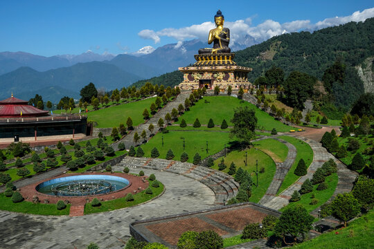 Buddha Park of Ravangla, also known as Tathagata Tsal on October 28, 2020 in Ravangla, Sikkim, India.