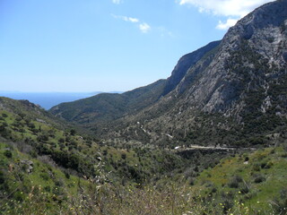 Hiking in the beautiful mountains and valleys of the greek island of Samos in the Aegean Sea, Greece