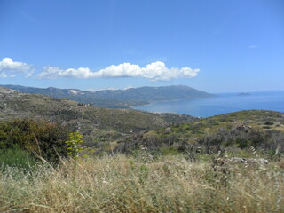 Hiking in the beautiful mountains and valleys of the greek island of Samos in the Aegean Sea, Greece
