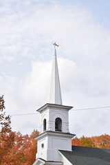 Fototapeta na wymiar Maine Church In Autumn
