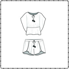 women dress editable fashion flat sketch for creating new designs mockup