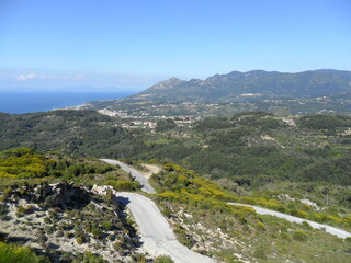 Hiking in the beautiful mountains on the Greek island of Samos in the Aegean Sea, Greece