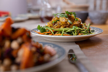 chicken cooked in sauce with vegetables and healthy vegeratian food