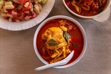 chicken cooked in sauce with vegetables and healthy vegeratian food