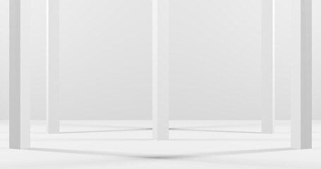 Render with vertical rectangular columns in soft white lighting