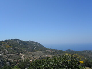 The colorful and beautiful nature on the Greek island of Samos in the Aegean Sea, Greece
