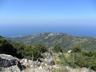 The colorful and beautiful nature on the Greek island of Samos in the Aegean Sea, Greece