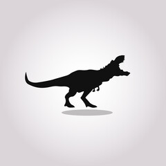 Trex dinosaur black silhouette icon vector. Tyrannosaurus rex vector. Trex black silhouette icon vector. Dinosaur icon isolated on a white background © Artem