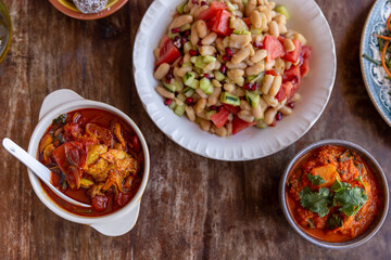 chicken cooked in sauce with vegetables and healthy vegeratian food
