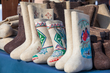 Russian painted felt boots for the holiday