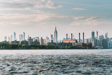 New York Skyline on a beautiful day over the Hudson river