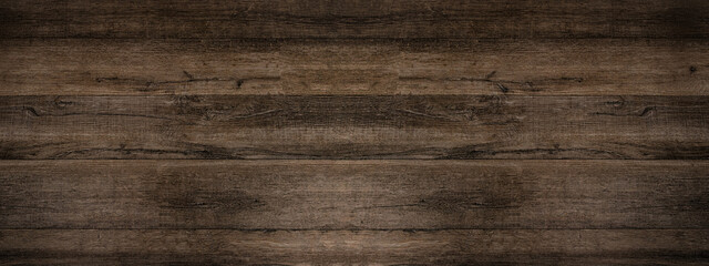 Old brown grunge rustic dark wooden texture - wood / timber background panorama banner