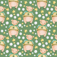 watercolor seamless pattern cute animals background