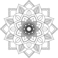 Easy Mandala coloring book simple and basic for beginners, seniors and children. Set of Mehndi flower pattern for Henna drawing and tattoo. Decoration in ethnic oriental, Indian style.
