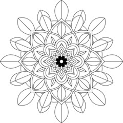 Easy Mandala coloring book simple and basic for beginners, seniors and children. Set of Mehndi flower pattern for Henna drawing and tattoo. Decoration in ethnic oriental, Indian style.