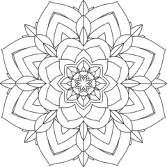 Easy Mandala coloring book simple and basic for beginners, seniors and children. Set of Mehndi flower pattern for Henna drawing and tattoo. Decoration in ethnic oriental, Indian style.