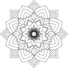 Easy Mandala coloring book simple and basic for beginners, seniors and children. Set of Mehndi flower pattern for Henna drawing and tattoo. Decoration in ethnic oriental, Indian style.