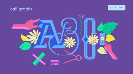 Landing Page Website App Making Font Design Typography