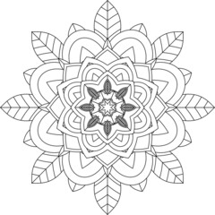 Easy Mandala coloring book simple and basic for beginners, seniors and children. Set of Mehndi flower pattern for Henna drawing and tattoo. Decoration in ethnic oriental, Indian style.