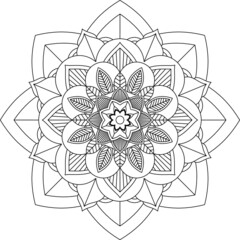 Easy Mandala coloring book simple and basic for beginners, seniors and children. Set of Mehndi flower pattern for Henna drawing and tattoo. Decoration in ethnic oriental, Indian style.