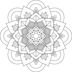 Easy Mandala coloring book simple and basic for beginners, seniors and children. Set of Mehndi flower pattern for Henna drawing and tattoo. Decoration in ethnic oriental, Indian style.